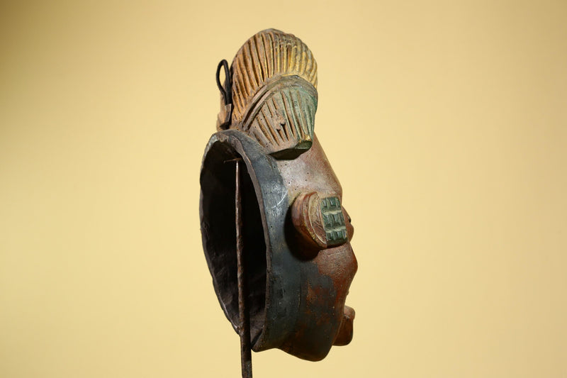 African Tribal Mask – Hand-Carved Wood Sculpture with Painted Details -G5955