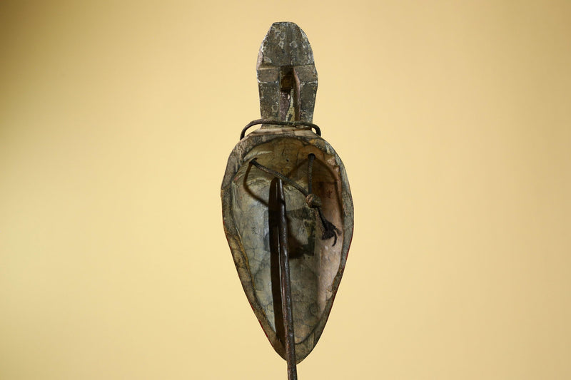 African Baule Mask Carved Wood Red Painted Tribal Art Côte d’Ivoire Vintage-G5956