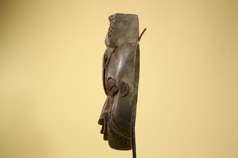 African Guro Mask Geometric Carved Dark Wood Tribal Art Côte d’Ivoire Handcrafted-G5957