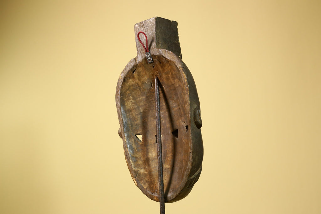 African Guro Mask Geometric Carved Dark Wood Tribal Art Côte d’Ivoire Handcrafted-G5957