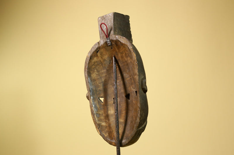 African Guro Mask Geometric Carved Dark Wood Tribal Art Côte d’Ivoire Handcrafted-G5957