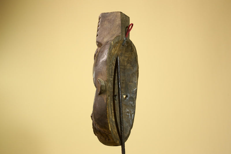 African Guro Mask Geometric Carved Dark Wood Tribal Art Côte d’Ivoire Handcrafted-G5957