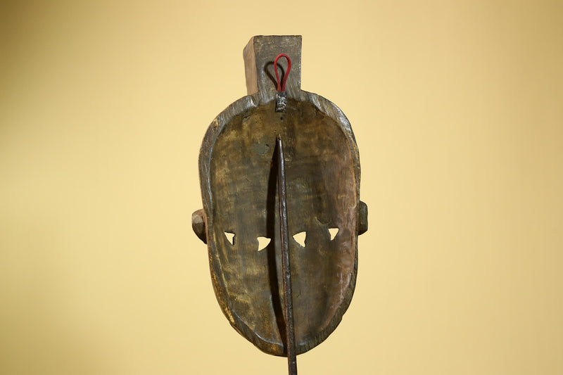 African Guro Mask Geometric Carved Dark Wood Tribal Art Côte d’Ivoire Handcrafted-G5957