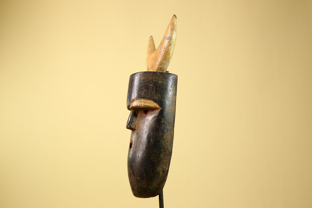 Crescent Moon Carved Wood African Bwa Mask  Tribal Art Burkina Faso Vintage-G5958