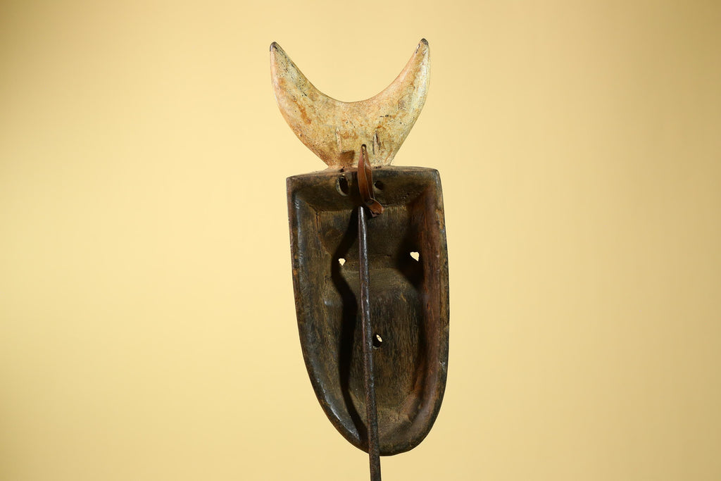 Crescent Moon Carved Wood African Bwa Mask  Tribal Art Burkina Faso Vintage-G5958