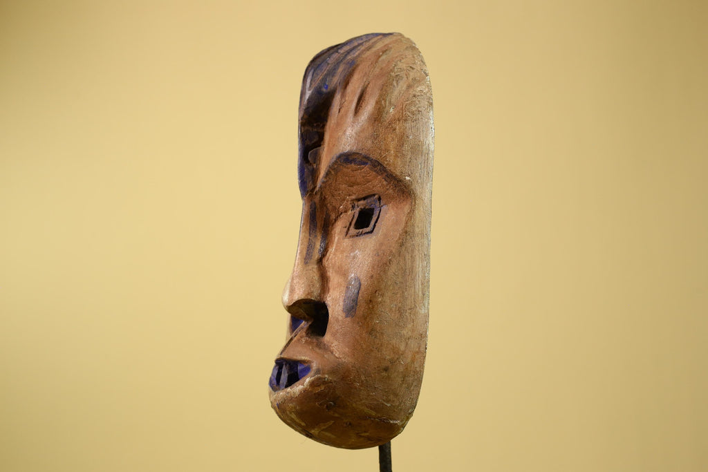 African Dan Gio Mask Carved Wood Blue Pigments Tribal Art Côte d’Ivoire Vintage-G5959
