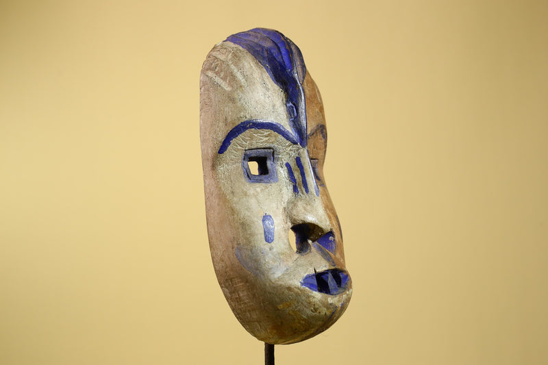 African Dan Gio Mask Carved Wood Blue Pigments Tribal Art Côte d’Ivoire Vintage-G5959