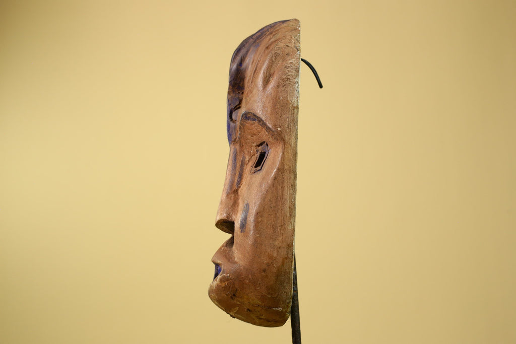 African Dan Gio Mask Carved Wood Blue Pigments Tribal Art Côte d’Ivoire Vintage-G5959
