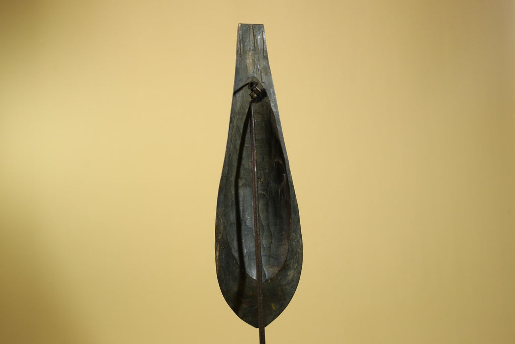 African Tribal Mask Carved Wood Blue Yellow Panels West Africa Art Decor-G5963