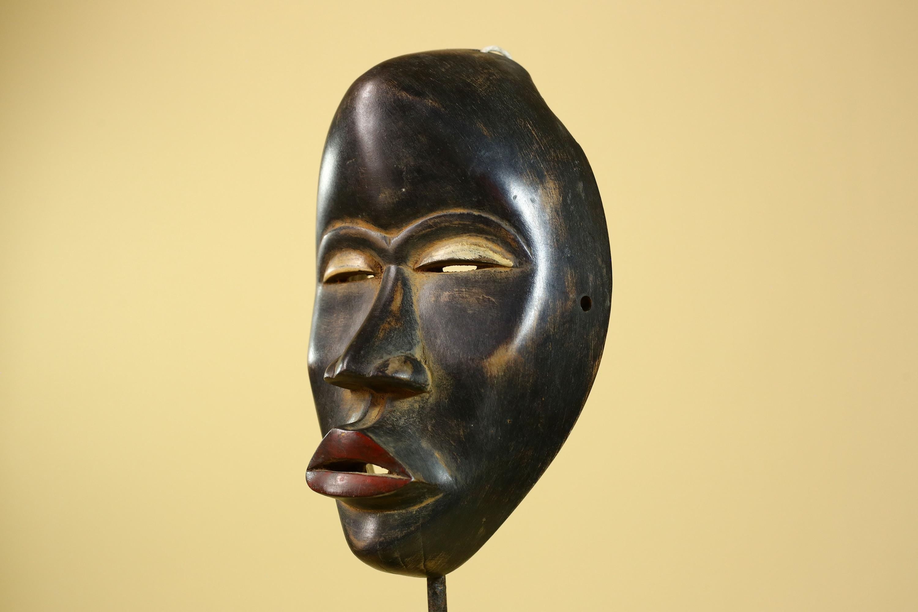 African Dan Mask Carved Wood Black Face Liberia Tribal Art Wall Decor-G5964