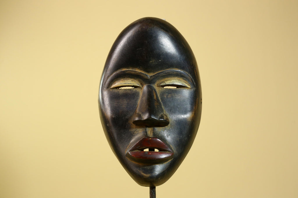 African Dan Mask Carved Wood Black Face Liberia Tribal Art Wall Decor-G5964