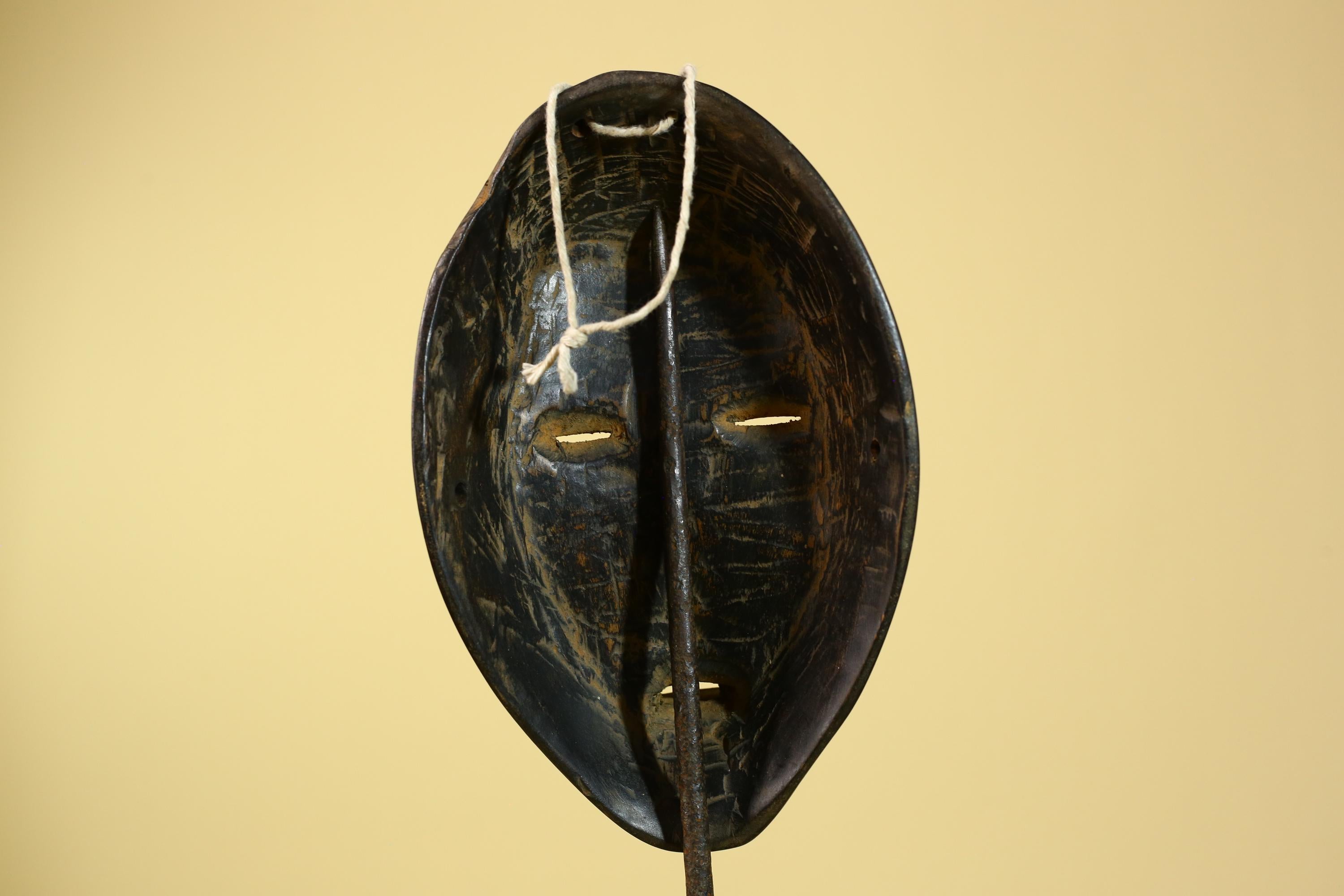 African Dan Mask Carved Wood Black Face Liberia Tribal Art Wall Decor-G5964