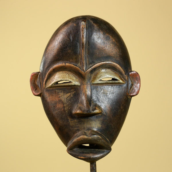 African Dan Mask Carved Wood Domed Face Liberia Tribal Art Wall Display-G5965