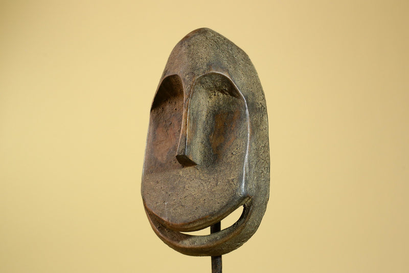 Smiling African Face Dan Mask Carved Wood Liberia Tribal Art Decor-G5967