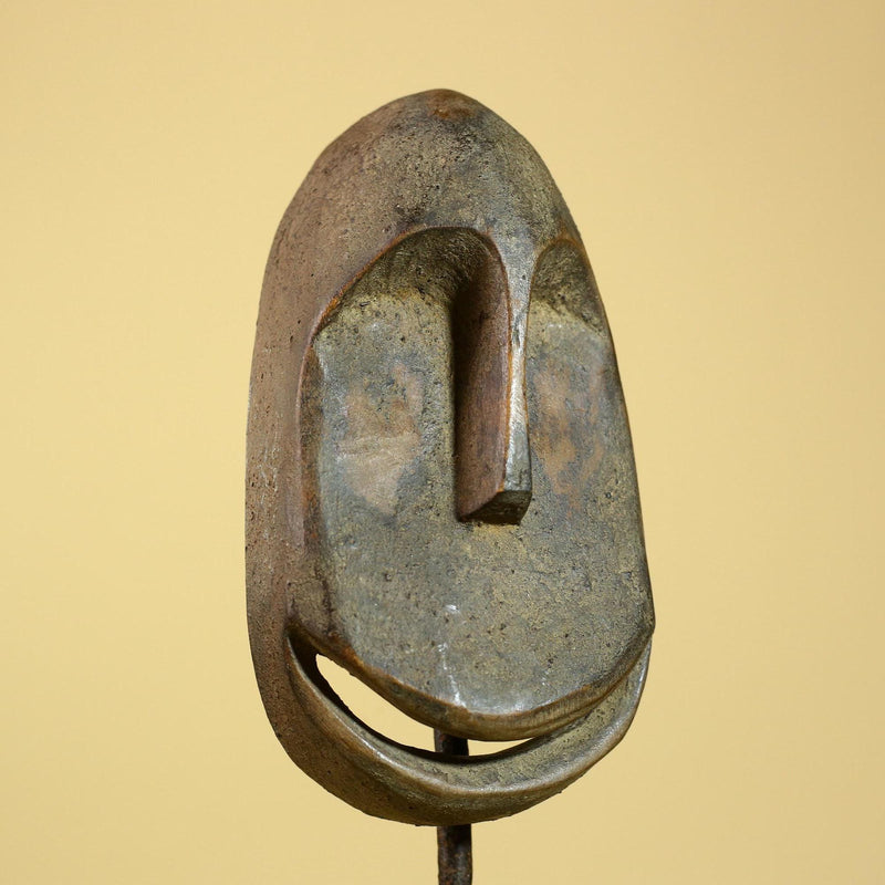 Smiling African Face Dan Mask Carved Wood Liberia Tribal Art Decor-G5967