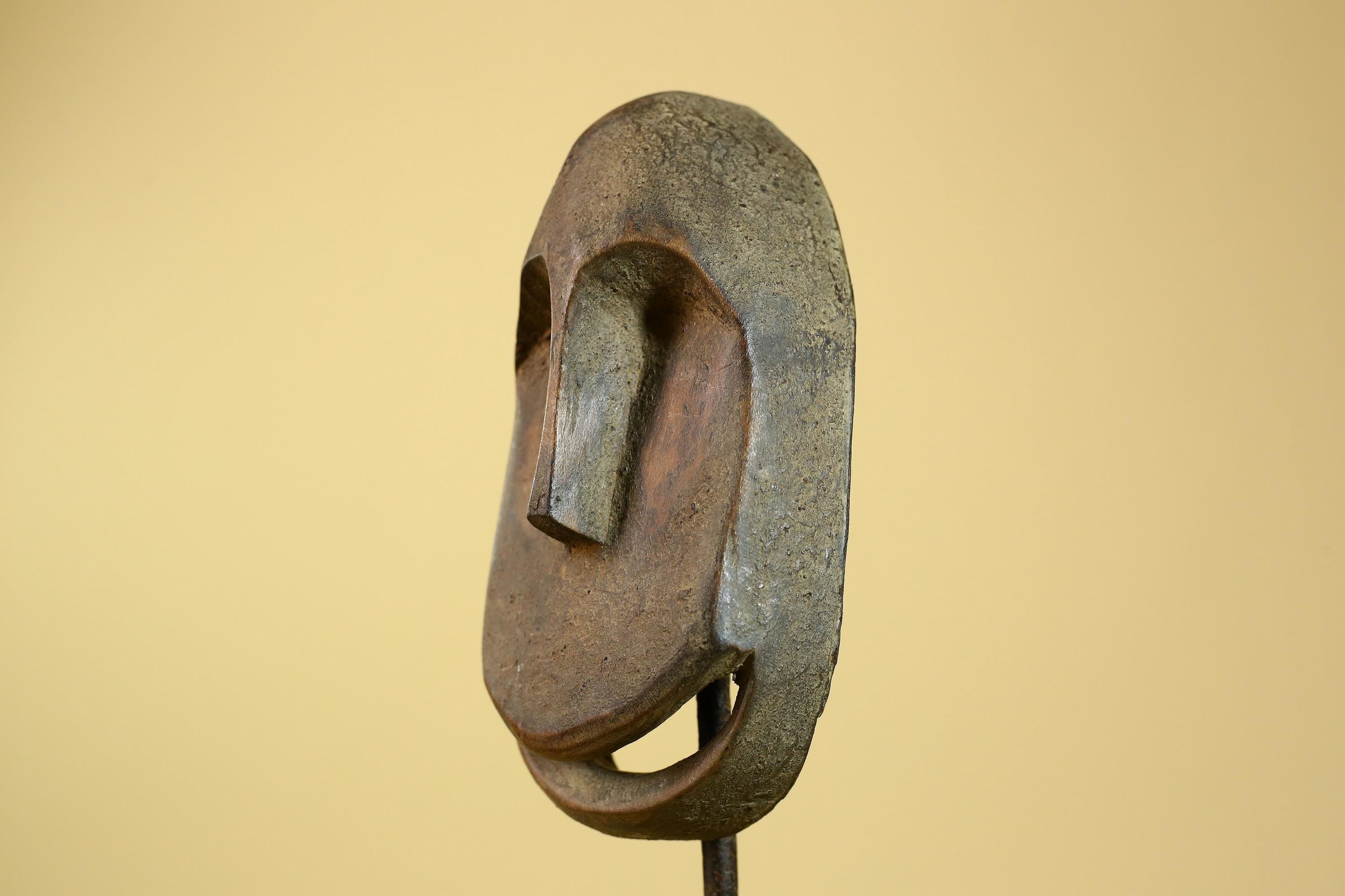 Smiling African Face Dan Mask Carved Wood Liberia Tribal Art Decor-G5967