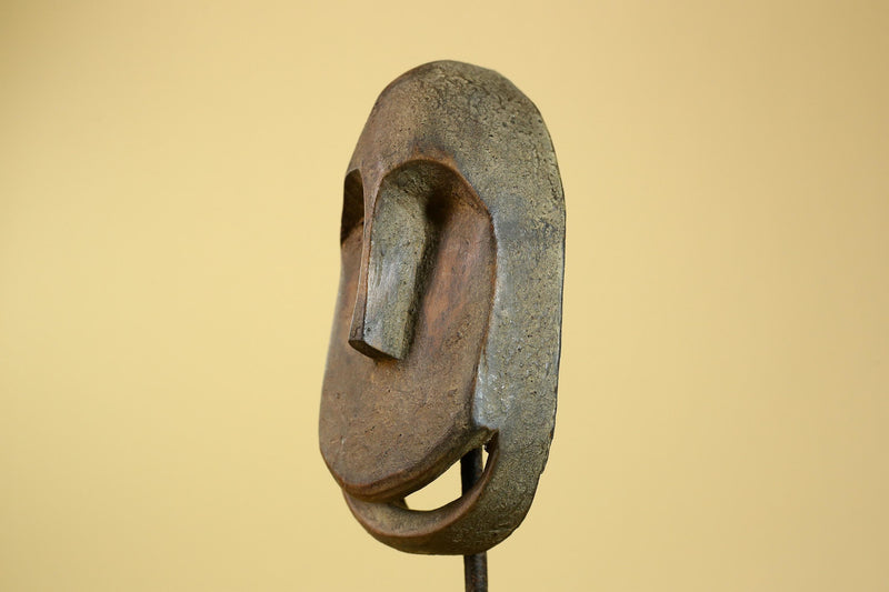 Smiling African Face Dan Mask Carved Wood Liberia Tribal Art Decor-G5967