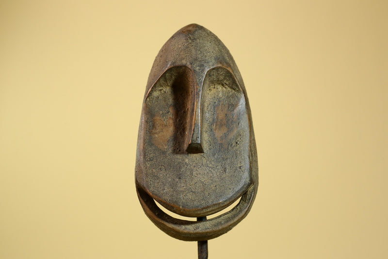 Smiling African Face Dan Mask Carved Wood Liberia Tribal Art Decor-G5967