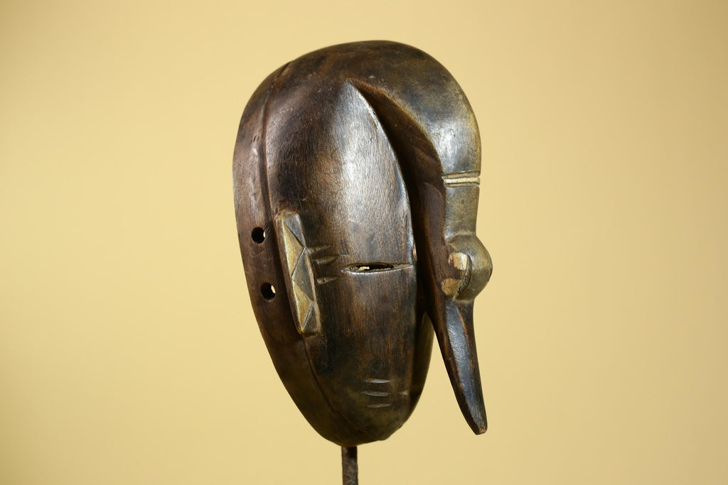 African Dan Mask Carved Wood Long Nose Tribal Art Côte d’Ivoire Decor-G5968
