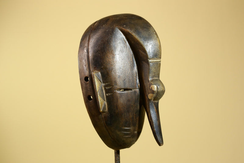 African Dan Mask Carved Wood Long Nose Tribal Art Côte d’Ivoire Decor-G5968