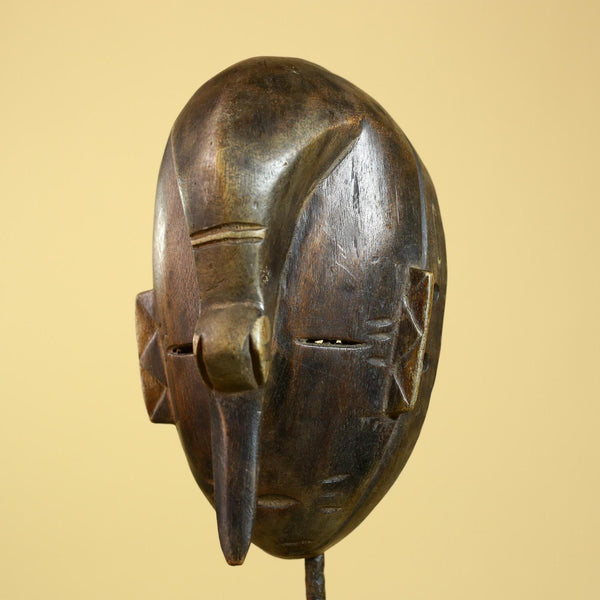 African Dan Mask Carved Wood Long Nose Tribal Art Côte d’Ivoire Decor-G5968