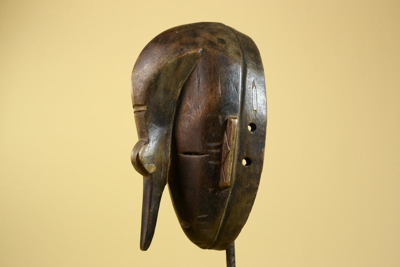 African Dan Mask Carved Wood Long Nose Tribal Art Côte d’Ivoire Decor-G5968