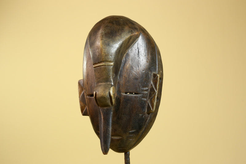 African Dan Mask Carved Wood Long Nose Tribal Art Côte d’Ivoire Decor-G5968