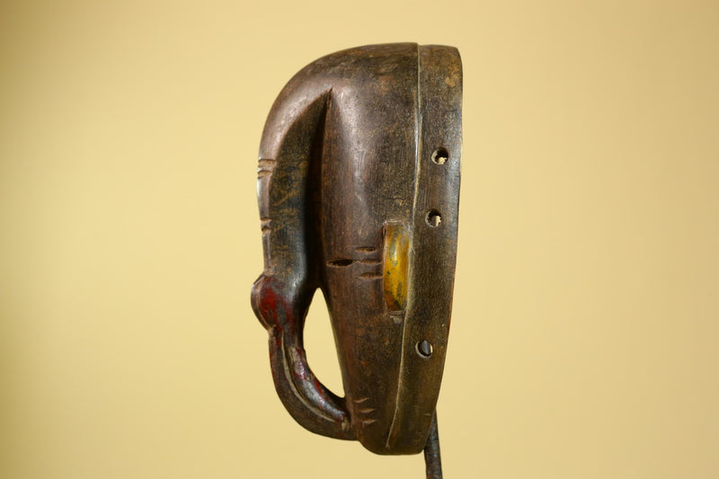 African Dan Mask Carved Wood Elongated Face Côte d’Ivoire Tribal Art Decor-G5969