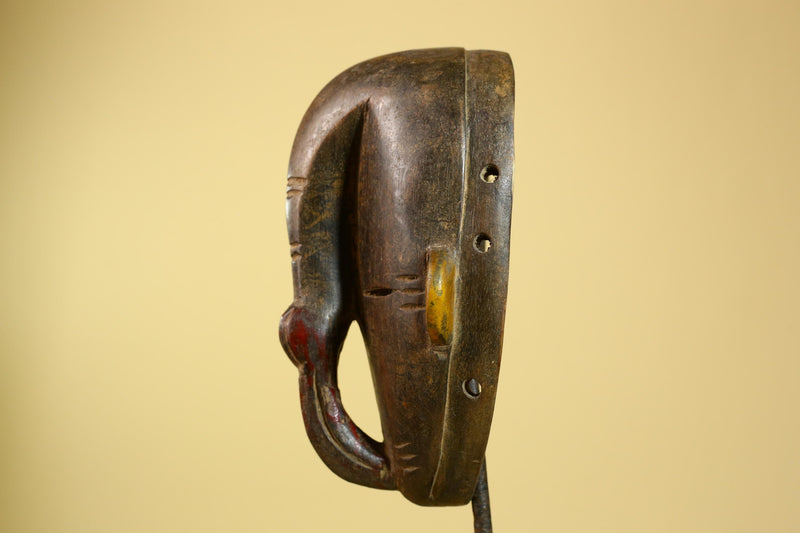 African Dan Mask Carved Wood Elongated Face Côte d’Ivoire Tribal Art Decor-G5969