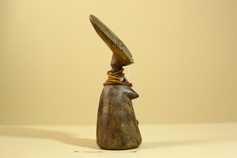 African Fertility Statue Carved Wood Beaded Neck Congo Tribal Art Decor-G5970