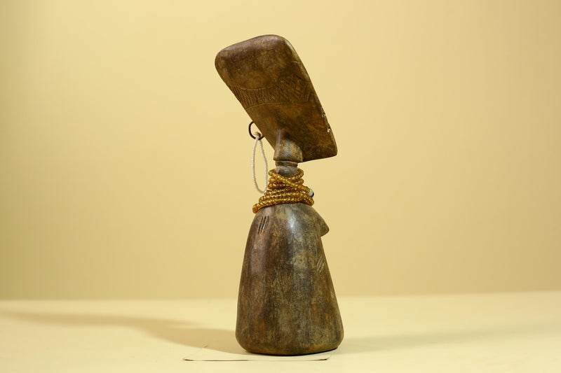 African Fertility Statue Carved Wood Beaded Neck Congo Tribal Art Decor-G5970