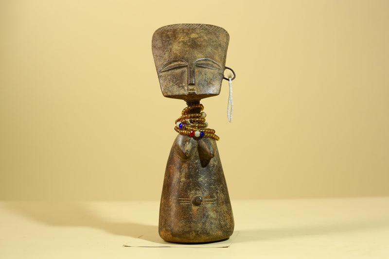 African Fertility Statue Carved Wood Beaded Neck Congo Tribal Art Decor-G5970