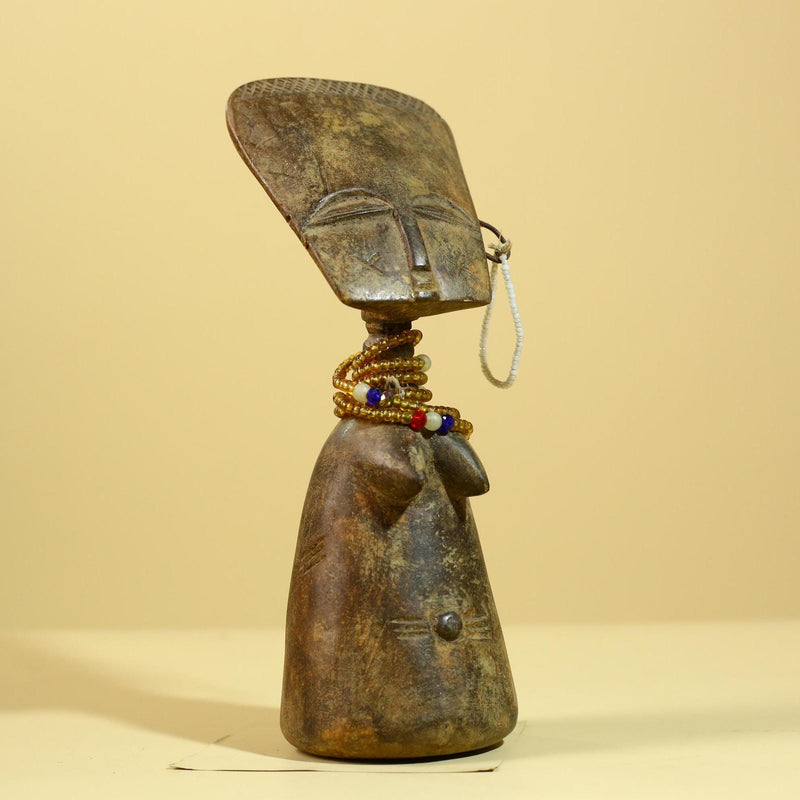 African Fertility Statue Carved Wood Beaded Neck Congo Tribal Art Decor-G5970