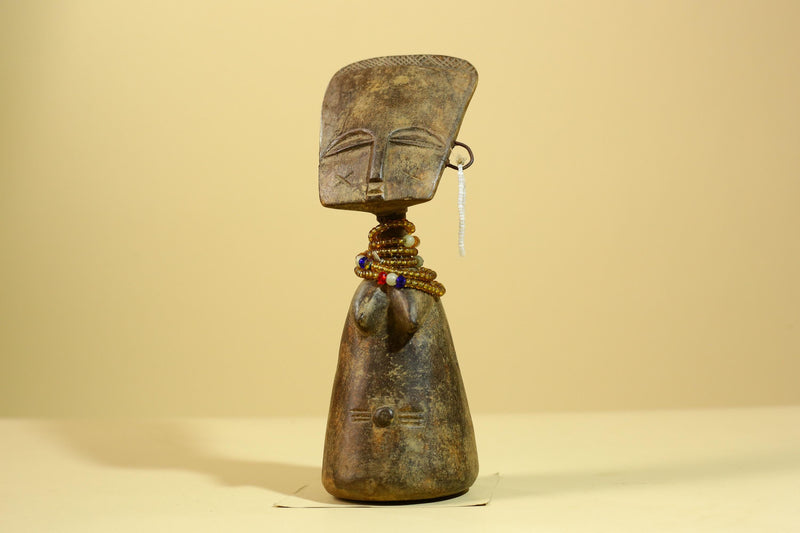 African Fertility Statue Carved Wood Beaded Neck Congo Tribal Art Decor-G5970