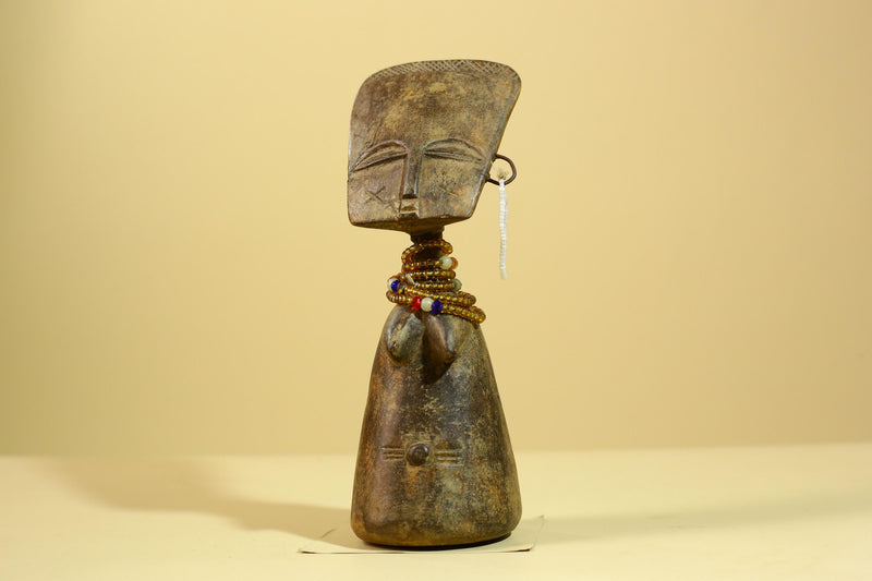 African Fertility Statue Carved Wood Beaded Neck Congo Tribal Art Decor-G5970