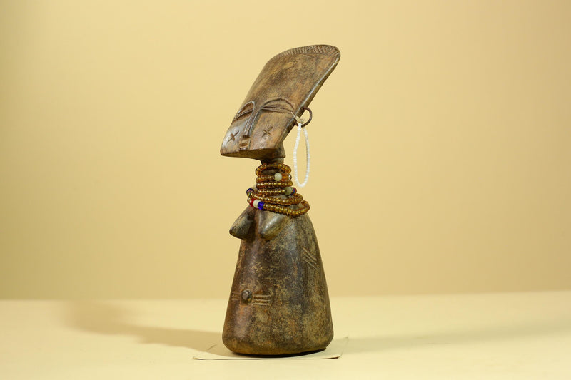 African Fertility Statue Carved Wood Beaded Neck Congo Tribal Art Decor-G5970