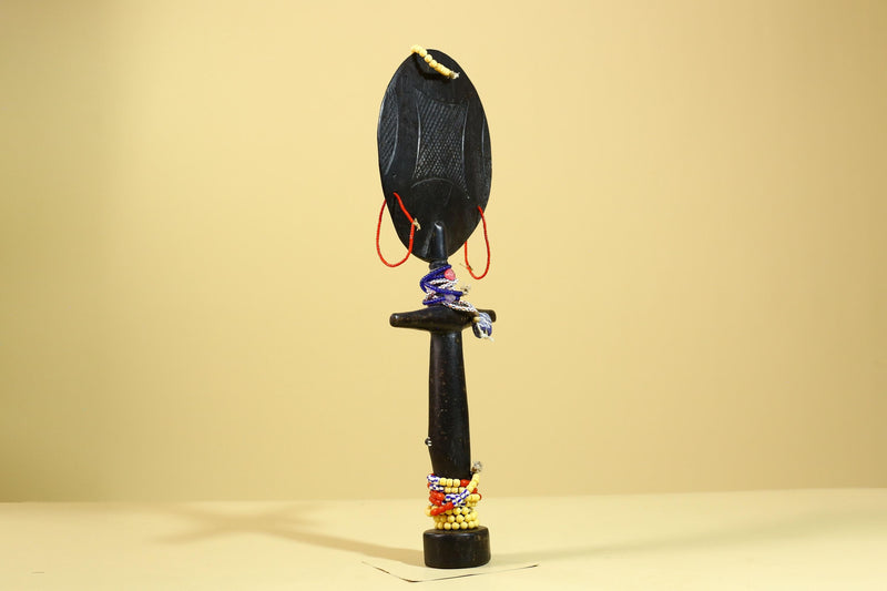 African Akuaba Fertility Statue Carved Wood Beaded Neck Ghana Tribal Decor-G5971