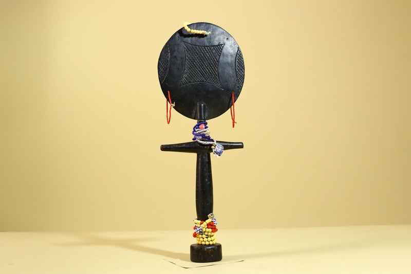 African Akuaba Fertility Statue Carved Wood Beaded Neck Ghana Tribal Decor-G5971