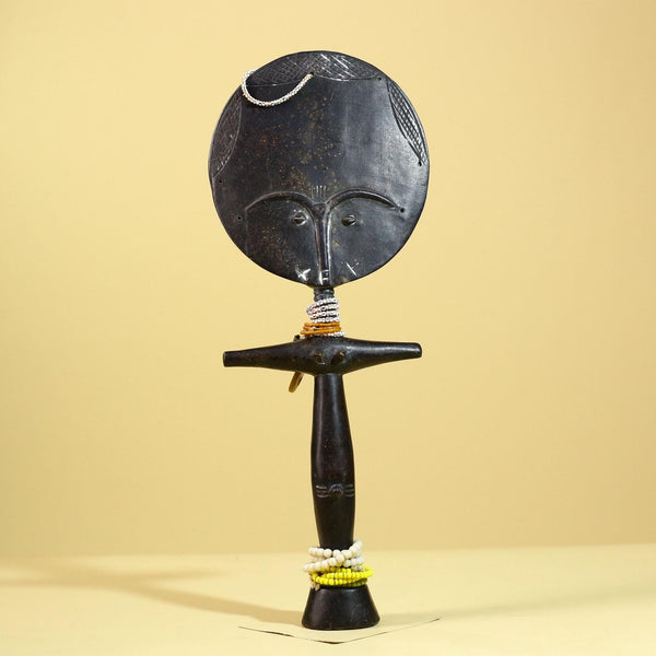 African Akuaba Fertility Statue Dark Wood Beaded Ghana Tribal Art Decor-G5972