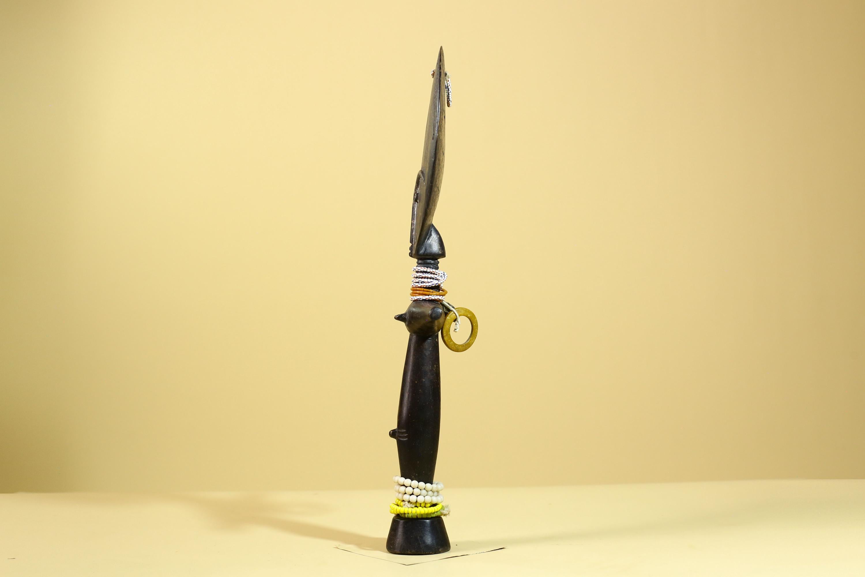 African Akuaba Fertility Statue Dark Wood Beaded Ghana Tribal Art Decor-G5972