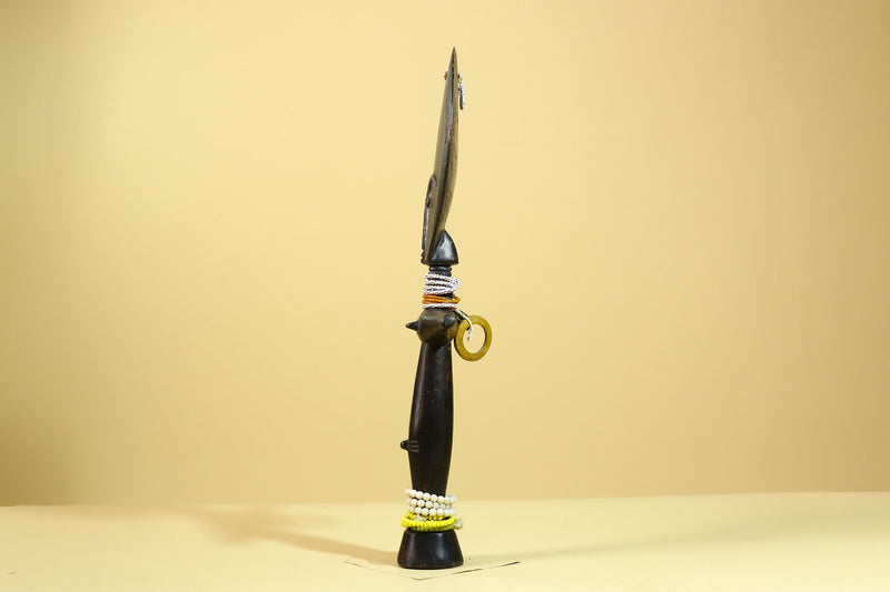 African Akuaba Fertility Statue Dark Wood Beaded Ghana Tribal Art Decor-G5972