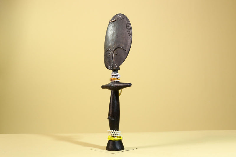 African Akuaba Fertility Statue Dark Wood Beaded Ghana Tribal Art Decor-G5972