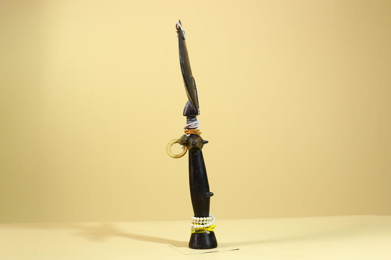 African Akuaba Fertility Statue Dark Wood Beaded Ghana Tribal Art Decor-G5972