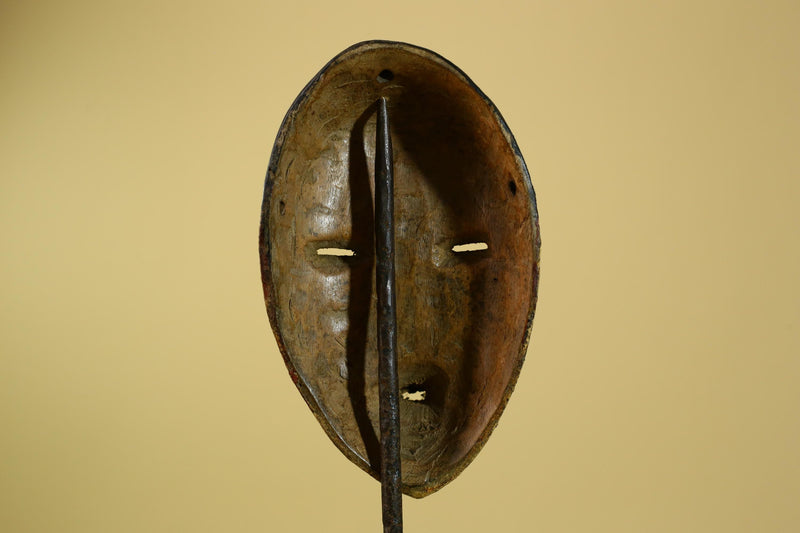 Dan African Mask Wood Carved Black White Face Tribal from Côte d’Ivoire-G5974