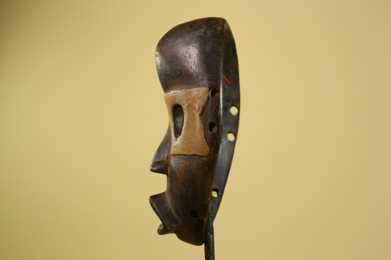 African Dan Mask Carved Wood Brown Black Face Côte d’Ivoire Tribal Decor-G5975