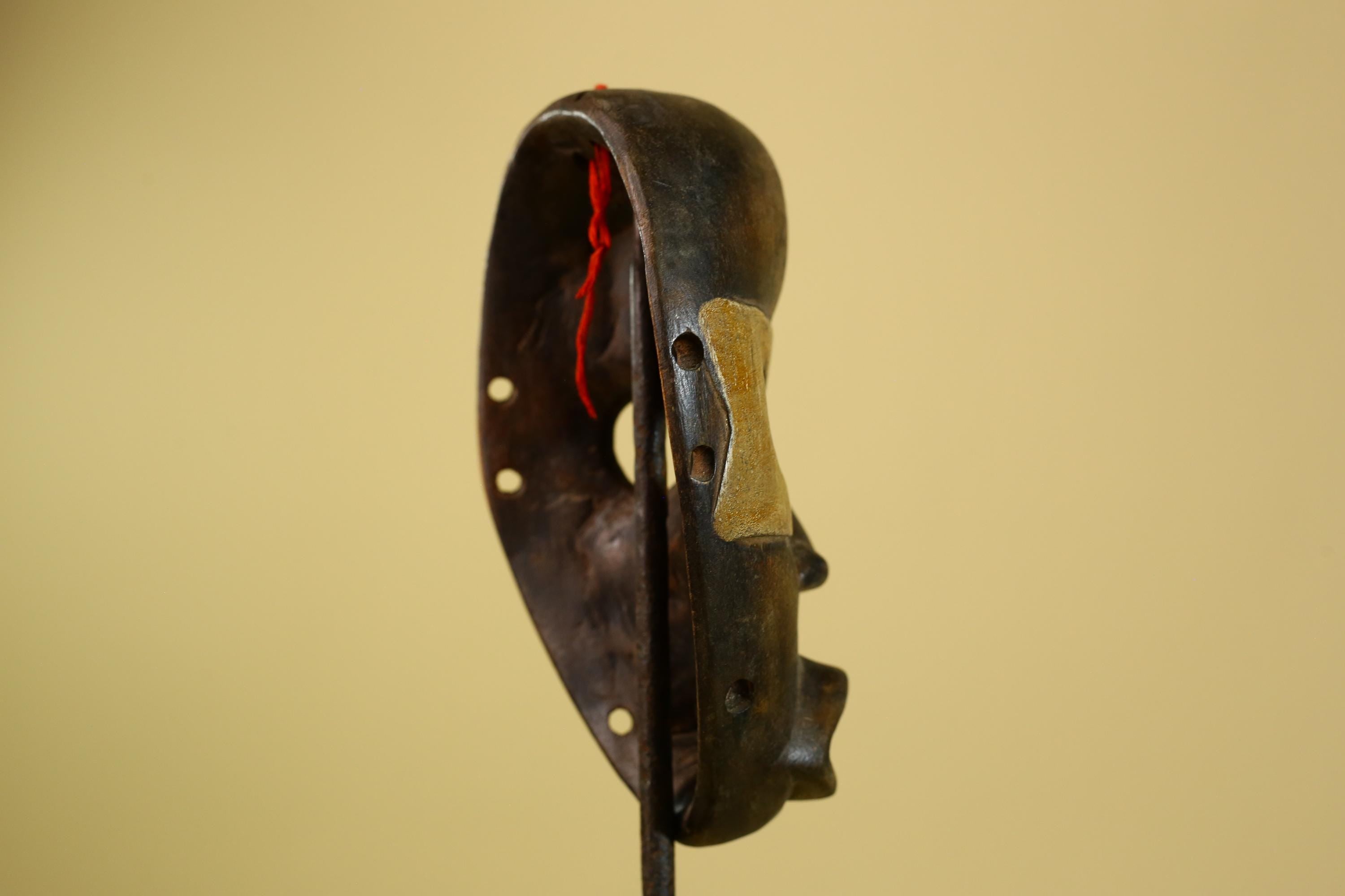 African Dan Mask Carved Wood Brown Black Face Côte d’Ivoire Tribal Decor-G5975