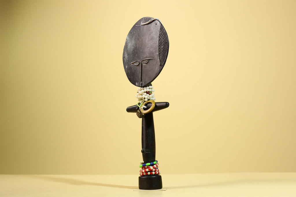 African Akuaba Figure Carved Wood Ghana Fertility Doll Tribal Art Decor-G5981