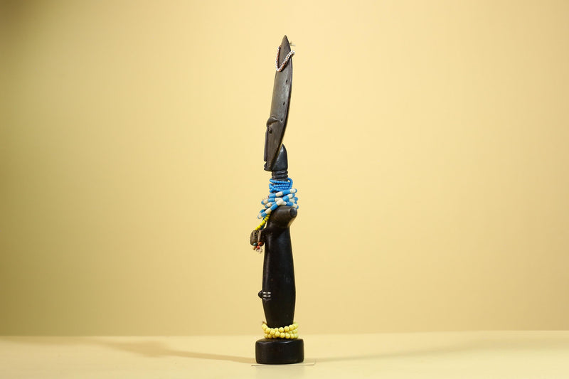 African Akan Statue Carved Wood Fertility Doll Ghana Tribal Art Decor-G5982