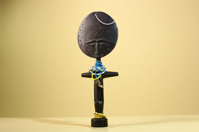 African Akan Statue Carved Wood Fertility Doll Ghana Tribal Art Decor-G5982