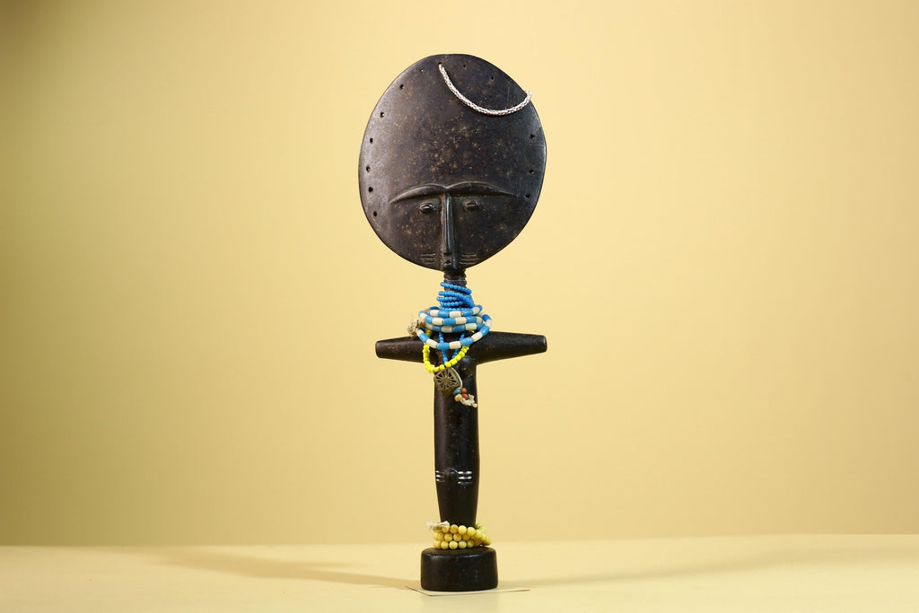 African Akan Statue Carved Wood Fertility Doll Ghana Tribal Art Decor-G5982